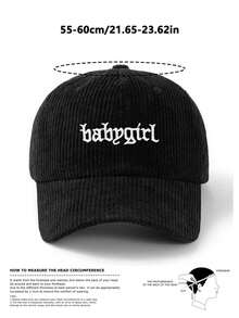 1pc Unisex Babygril Embroidered Corduroy Baseball Cap, Fashionable Sports Duck Bill Hat, Sun Protection Breathable Outdoor Hat, Adjustable Hat Circumference, Suitable For Outdoor Sports, Camping, Climbing, Fishing - A - View 5