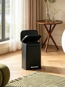 5L Metal Square Pedal Trash Can With Soft-Close Lid, Stainless Steel Luxury Household Living Room Bedroom Kitchen Garbage Bin, Quiet Pedal-Operated Indoor Trash Can With Removable Inner Bucket - View 6