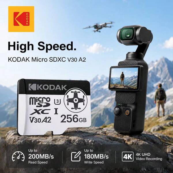 KODAK 128GB 마이크로 SD 카드, A2 U3 V30 마이크로SDXC 메모리 카드, 액션캠용 8K 비디오 저장