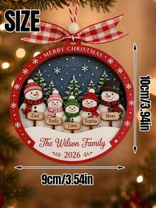 Custom Snowman Christmas Ornament, Festive Tree Hanging Decor, Personalized Family Name Holiday Keepsake, Farmhouse Home Decor, Customized 2-5 Names Christmas Tree Decoration, Customizable Christmas Gift For Family, Family Decoration, Merry Christmas - Style B - View 4