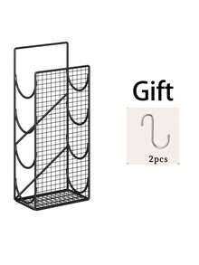 1/2pc No-Drill Wall-Mounted Hair Tool Organizer, 4-Compartment Large Capacity Hair Care Storage Box With Extra Hooks, Space-Saving Bathroom Accessory, Suitable For Hair Dryer, Curling Iron, Flat Iron And Styling Tools, Cosmetics Storage, Room Decor - Multicolor - View 9