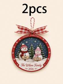 Custom Snowman Christmas Ornament, Festive Tree Hanging Decor, Personalized Family Name Holiday Keepsake, Farmhouse Home Decor, Customized 2-5 Names Christmas Tree Decoration, Customizable Christmas Gift For Family, Family Decoration, Merry Christmas - Style B - View 11