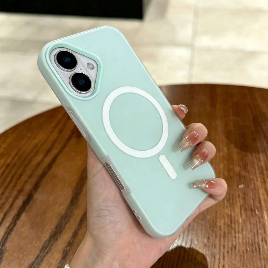 Summer Fresh Color Jelly 2-In-1 Magnetic Phone Case Compatible With Iphone 16 17 16e 17e, Matte Touch Anti-Drop Hard Shell Compatible With Iphone 15 14 13 11 16 Pro Max 17 Pro Max 12 - Light Cyan - View 1