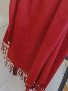 1pc Red Women's Winter Thick Warm Soft Wide Scarf Shawl Dual-Use Oversized Neck Warmer - Red - View 2