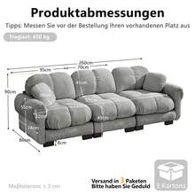 Sofa Grey Made Of Chenille For Living Room - 淺灰色 3 人座 - 查看 4