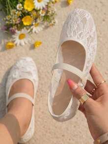 New Women's Fashion Elegant Beige Flat Shoes With Mesh Breathable Lightweight Comfortable Design, Suitable For Summer Daily Wear, Dating And Commuting - Beige - View 2