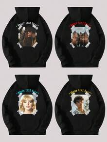 Áo hoodie nam tùy chỉnh cá nhân hóa - Tải lên văn bản, tên, ảnh, ảnh cặp đôi, ảnh đối tác và các ảnh khác để thiết kế quần áo của riêng bạn - màu đen - Xem 2