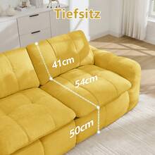 2 Seat Modular Sofa Yellow Chenille – Easy Assembly For Living Room And Lounge - 黃色雙座 - 查看 9