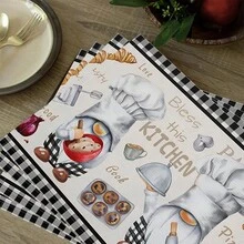 1pc/4pcs/6pcs, Pattern Printed Linen Placemats, Rectangular Table Mats, Washable, Easy To Clean, Plate Mats, Bowl Mats, Western Style Placemats, Suitable For Kitchen, Dining Room, Family Gatherings, Coffee Table And Daily Table Decor - Multicolor - View 9