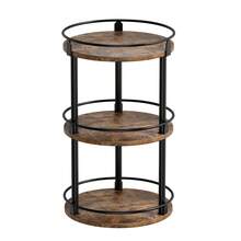 Senmeo 3‑Tier Wood & Iron Rotating Spice Rack, 360° Lazy Susan Turntable, Space Saving Storage Organizer, For Kitchen/Countertop/Cabinet - Black Frame Walnut Color - View 9