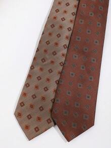 1PC Fashionable Retro Men's Small Plaid Pattern Tie, Comfortable And Versatile, Suitable For Daily Wear, Shopping, Business, Banquet, Party, Date - Multicolor - View 2