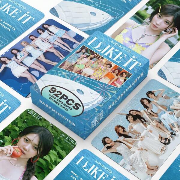 92pcs BABY MONSTER Single I LIKE IT KPOP Star LOMO Photocards, Double-Sided Design, Includes Solo And Group Photos, Perfect For Collection And Decoration, Ideal Christmas And Birthday Gift, Made Of High-Quality Cardstock