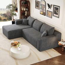 Sofa Grey Made Of Fabric For Living Room And Lounge - 深灰色三座 - 查看 6