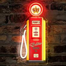 Vintage Gas Pump Shaped LED Neon Light Sign, American Retro Auto Repair Shop Bar Wall Decor Light, USB Ambient Glowing Signboard - Multi-color - View 4
