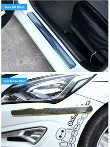 1pc 1m Car Door Sill Trim Strip, Multi-Color Options, Carbon Fiber Texture Door Edge Anti-Collision Protection Sticker, Scratch-Resistant, Wear-Resistant, Waterproof, Car Decoration Accessory, Suitable For Various Car Models - A - View 5