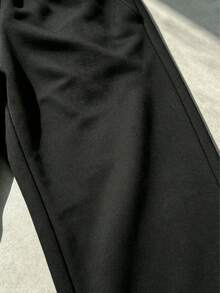Celana Olahraga Kasual Longgar dengan Tali Serut di Pinggang untuk Pria, Cocok untuk Musim Gugur/Musim Dingin/Musim Semi - Hitam - View 11