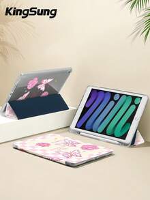 Kingsung Check & Butterfly Pattern Acrylic Tablet Protective Case,Built-In Pen Slot, Compatible With Pad Mini6/Mini7/9.7/10.2/10.9/Pro 11,Pad Air 8(M4)2026(11-Inch),Pad 10 2022(10.9-Inch),Pad 11(A16) 2025(11-Inch) Etc Models. - Multicolor - View 3