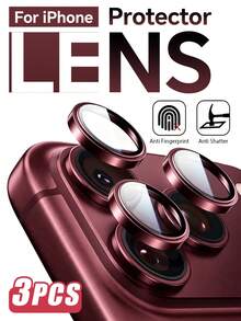 3pcs [2027 New] 9H Aviation Grade Tempered Glass Camera Lens Protector, Compatible With IPhone 18 Pro Max/18 Pro, Invisible Fit, Anti-Pixelation, High Definition Transparent, Independent Metal Ring, Anti-Scratch Bubble-Free Easy Installation, Compatible With Phone Case, Birthday Gift (Wine Red) - Burgundy - View 9
