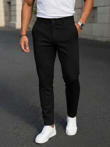 Calça Social Bengaline Masculina Slim Fit com Conforto e Flexibilidade - Preto - Visão 1