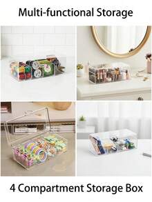 1-Compartment Tea Bag Storage Box With Hinged Lid, Transparent Stackable Tea Storage Box, 4-Compartment Plastic Tea Bag Storage Box, Suitable For Kitchen And Countertop - Transparent - View 10