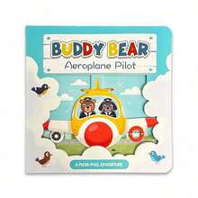 Papan Interaktif Dorong-Tarik Pilot Pesawat Buddy Bear untuk Balita, Kisah Petualangan Pesawat dengan Tab Geser, Latihan Membaca Awal dan Keterampilan Motorik Halus, Permainan Perjalanan Tanpa Layar dan Hadiah untuk Anak Laki-laki dan Perempuan - Papan Interaktif Dorong-Tarik - View 3