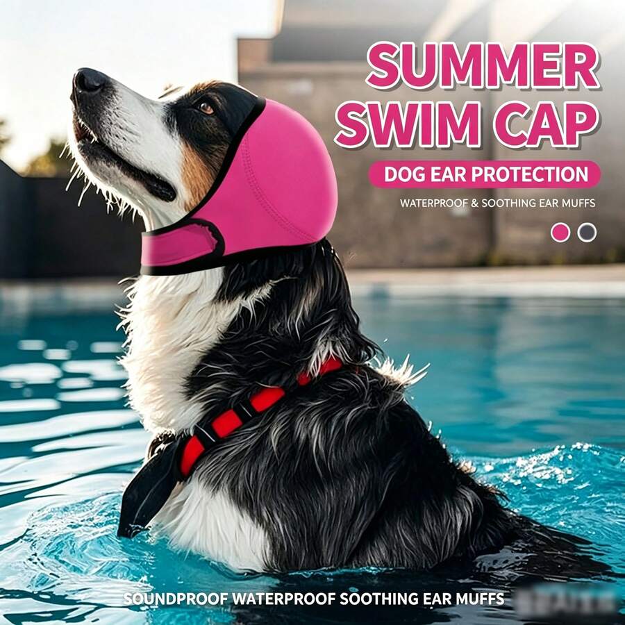 1pc Waterproof Dog Ear Covers, Pet Ear Muffs For Summer Swimming, Soothing And Calming, Noise Reduction To Relieve Pet Anxiety, Prevent Startle, Keep Clean
