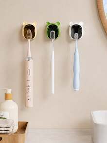 1pc No-Drill Wall-Mounted Dust-Proof Toothbrush Holder, Bathroom Toothbrush Storage Rack - Multicolor - View 7