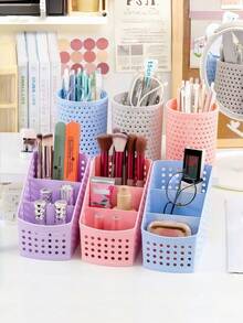 1 Set Multifunctional Storage Box + Pen Holder, Suitable For Students And Office Use, Desktop Organizer Storage Box, Applicable To Office Desktop Accessories, Desktop Organizer, Pencil Case, Stationery Supplies - Sets - View 3