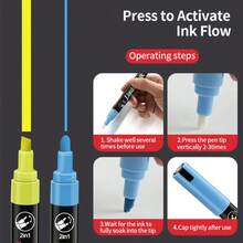 2-In-1 Light Board Pen 8/24/30 Colors Set, Liquid Chalk Marker For LED Fluorescent Board, Erasable Glass Blackboard Advertising Sign Marker, Round And Flat Tip Dual Use, Smooth Ink Flow, Easy To Erase Without Leaving Traces - Liquid Chalk - View 8