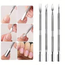 4 Sets Of Double-Ended Nail Scraping Tools With A Handle, Each Set Included In A Storage Box. These Are Multi-Functional Tools For Removing Dead Skin From Nails, Detaching Nails, And Shaping Fingers. - Silver - View 2