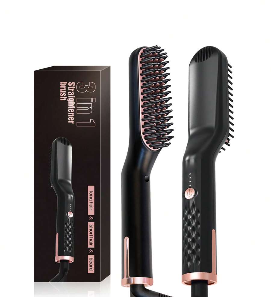 UKLISS 2026 Upgraded Men's Hair & Beard Straightener – Professional Electric Flat Iron With Comb, Fast-Heating Styling Tool For Smooth, Neat Hair & Beard - Black - View 1