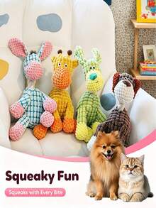1pc Soft Fabric Squeaky Crinkle Plush Pet Chew Toy, Battery-Free Interactive Dog Training Toy, Durable Reinforced Chewing Accessory, Suitable For All Sizes Of Dogs With Strong Chewing Habits, Puppy Teething Supplies, Daily Companion Toy - Multicolor - View 8