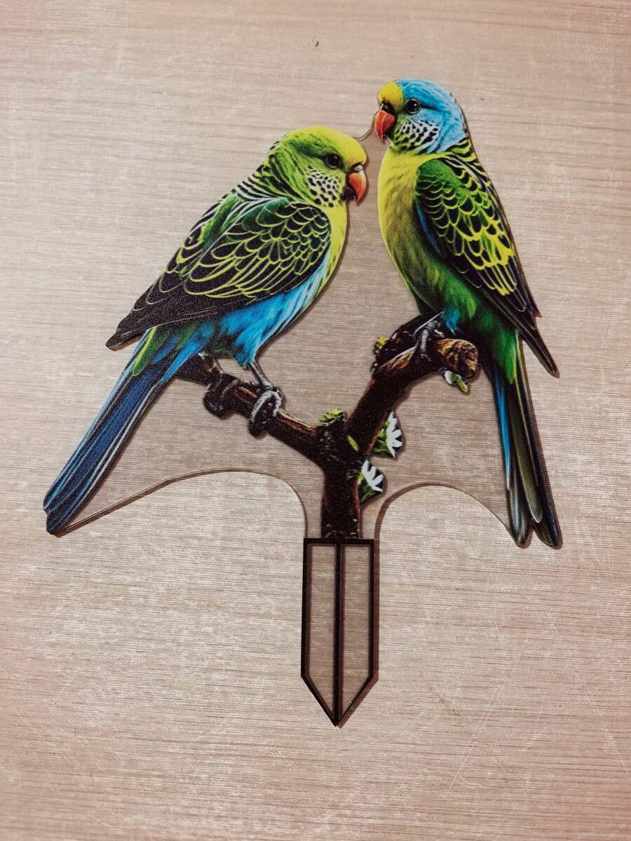 2D平面印刷 1件裝鸚鵡花園裝飾品,附樹枝設計,適合庭院、陽台、院子 - C - 查看 1