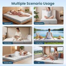 Tri Fold Foldable Mattress 4 Inch Memory Foam Portable Folding Floor Guest Bed Convertible Lounger Mat With Removable Washable Cover Storage Bag Non Slip Bottom For Camping Travel Home RV White - Twin - View 9