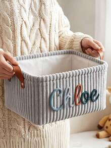 Customized Large Storage Basket, Can Customize Your Name, With Handle For Easy Carrying, Lightweight And Large Capacity, Can Be Used As Laundry Basket Or Home Decor, Perfect Gift - Multicolor - View 6