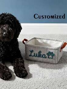 Customized Large Storage Basket, Can Customize Your Name, With Handle For Easy Carrying, Lightweight And Large Capacity, Can Be Used As Laundry Basket Or Home Decor, Perfect Gift - Multicolor - View 7