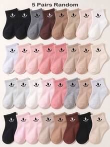 5/10/20 Pairs Random Style Sports Mid-Calf Socks, Neutral Earth Tone, Toddler Socks, Baby Baptism Gift, Halloween Socks, Newborn Essentials, Autumn Socks - Multicolor - View 9
