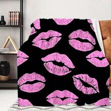 Pink Lips Pattern Throw Blanket Contemporary Chic Designer Fleece Blanket – Premium Artistic Style - Multicolor - View 1