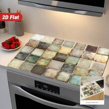 1pc Colorful Plaid Print Pattern, 2D Printed Flat Stove Mat, Rubber Non-Slip Heat-Resistant Stove Cover Pad, Suitable For Induction Cooktop, Glass Stove, Multi-Functional Anti-Scratch Mat, Perfect Choice For Oven, Washing Machine, Dryer, Kitchen Decor - Multicolor - View 1