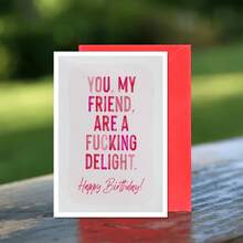 OBOVAY 1pc, Funny Happy Birthday Card, With Envelope, High-Quality Print, Funny Birthday Greeting Card, Snarky Humor Happy Birthday Card For Friends, You, My Friend, Are A *Ucking Delight, Handmade Delightful Celebration Card For Anyone - View 7
