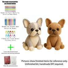 1pc Bulldog Brothers Crochet Kit (Materials Only, Simple Hand Crochet Required), DIY Kit For Beginners, Includes Step-By-Step Guide And English Instructions, Cute Design, Home Decor, Creative Gift For Birthday And Holiday, Christmas - DIY Crochet Kit - View 4