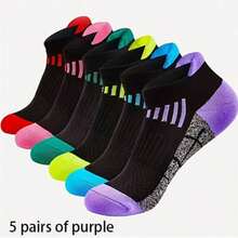 1/5/6/10 Pairs Women's Spring/Summer Compression Sports Socks - Low-Cut, Shock-Absorbing, Breathable, Moisture-Wicking, Arch Support, Suitable For Running, Cycling, Hiking And Outdoor Activities, Random Color - Multicolor - View 10