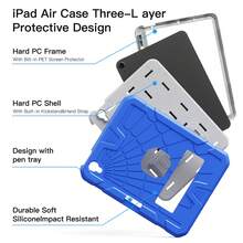 1件 Stock Case 相容 iPad Air4/5 2020/2022 (10.9 吋) Air 5 Gen 10.9 吋 2022 Air 5 Gen 10.9 吋 重型軍規防摔保護殼 10.9 吋 11 吋 內建支架 iPad Air 4 10.9 吋 Air4/5 10.9 吋平板保護殼 - 天藍+白 - 查看 5