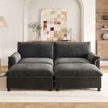 Modular Sofa Black Made Of Chenille For Living Room - Black 4 Seat - View 3