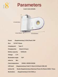 D8 Magnetic Flashlight Photography Fill Light, 2-In-1 Flash And Fill Light Design, 2500K/6500K/9900K Adjustable Color Temperature, Remote Shooting Control, Portable Pocket LED Camera Light, Suitable For Selfie, Vlog, Portrait Photography, Live Streaming, Outdoor Travel, Phone And Camera Photography Accessories - Multicolor - View 11