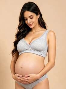 Hart & Haze 1pc Maternity Bra Blue Lace Cross Trim Seamless Nursing Bra, Cool Light Blue - Blue - View 5