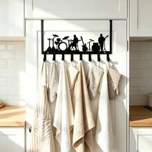 No-Drill Over-The-Door Hook, Band Character Iron Hollow Decorative Hook, 8-Hook Large Capacity Door Back Storage Rack, Bathroom Towel Clothing Key Bag Storage Rack, Bedroom Entryway Door Universal Hanging Hook, Perfect Gift Choice - View 10