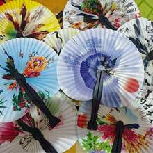 5/10pcs Exquisite Mixed Style Paper Folding Fans, Cute Ancient Style Portable Folding Fan Props - Multicolor - View 3