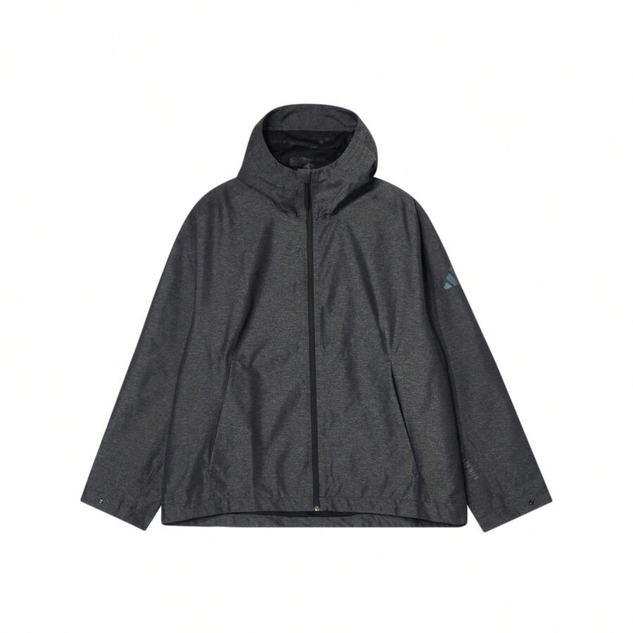 Adidas Men's Loose Fit Casual Classic Outdoor Hooded Woven Jacket Spring/Autumn JJ4657 - Dark Gray - View 1