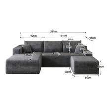 Sofa Grey Made Of Fabric For Living Room And Lounge - 深灰色四座 - 查看 8